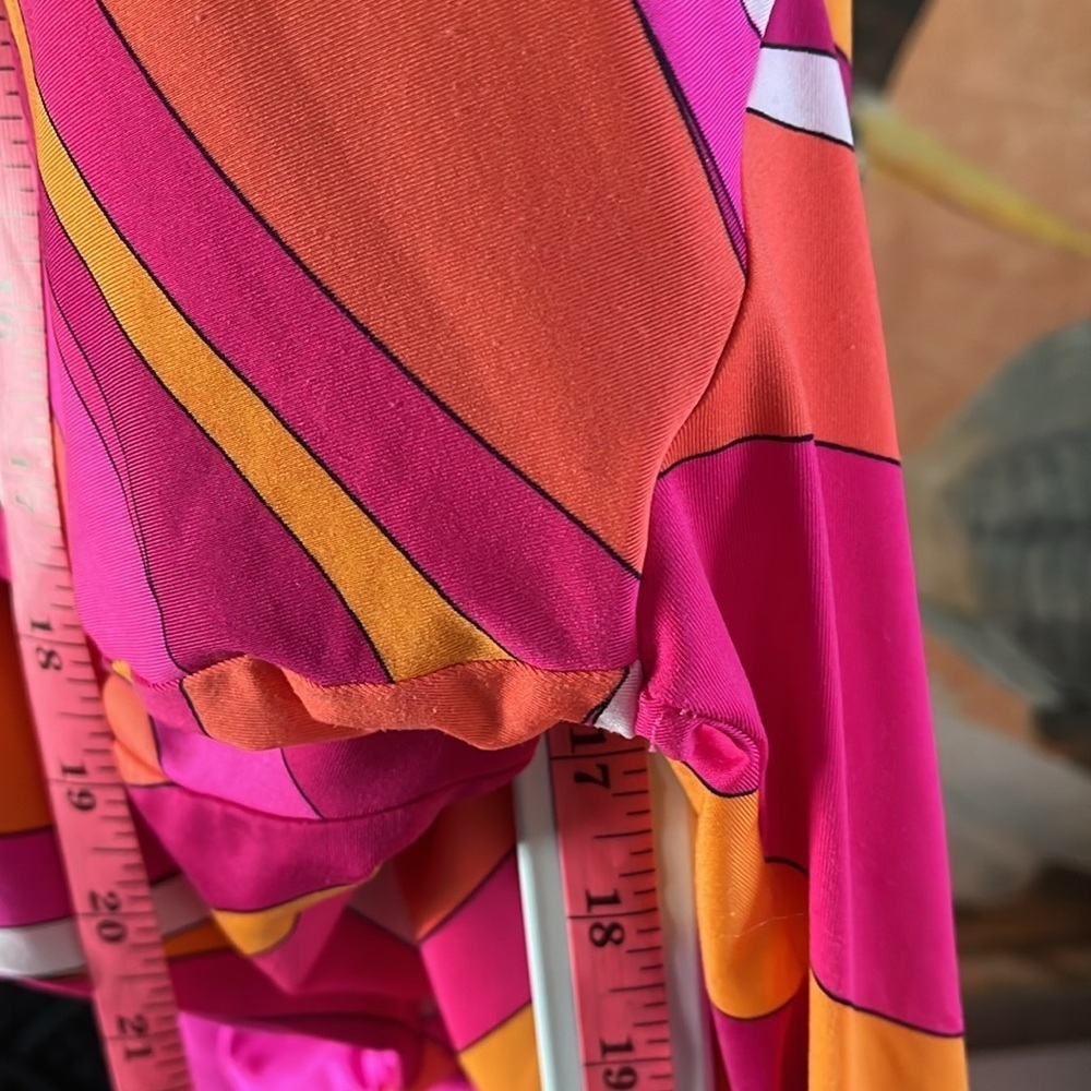 Trina Turk Vivid Pink & Orange Vista Long-Sleeve One Piece Swimsuit - Size XL - Picture 9 of 9